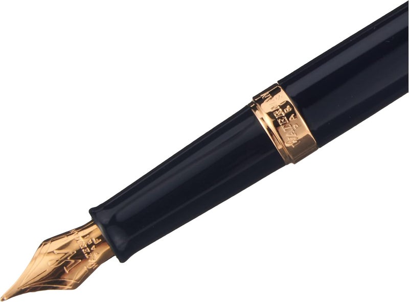 Waterman Hemisphere Fountain Pen - Gloss Black with 23K Gold Trim, Fine Nib, Blue Ink, Gift Box - Image 2